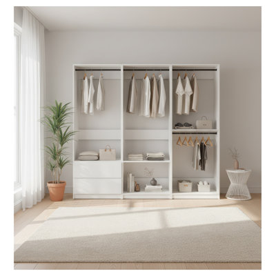 Prosper White Freestanding Walk-In Wood Closet System with Modular Storage Units