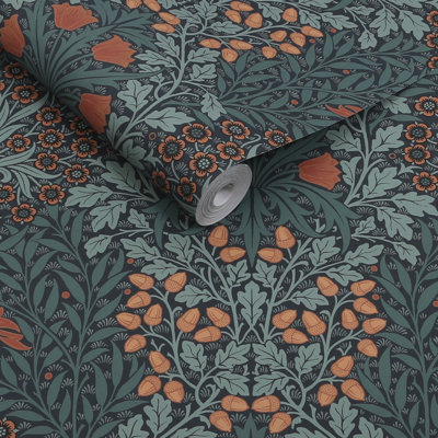 William Morris at Home Oak & Willow Ink Blue Wallpaper