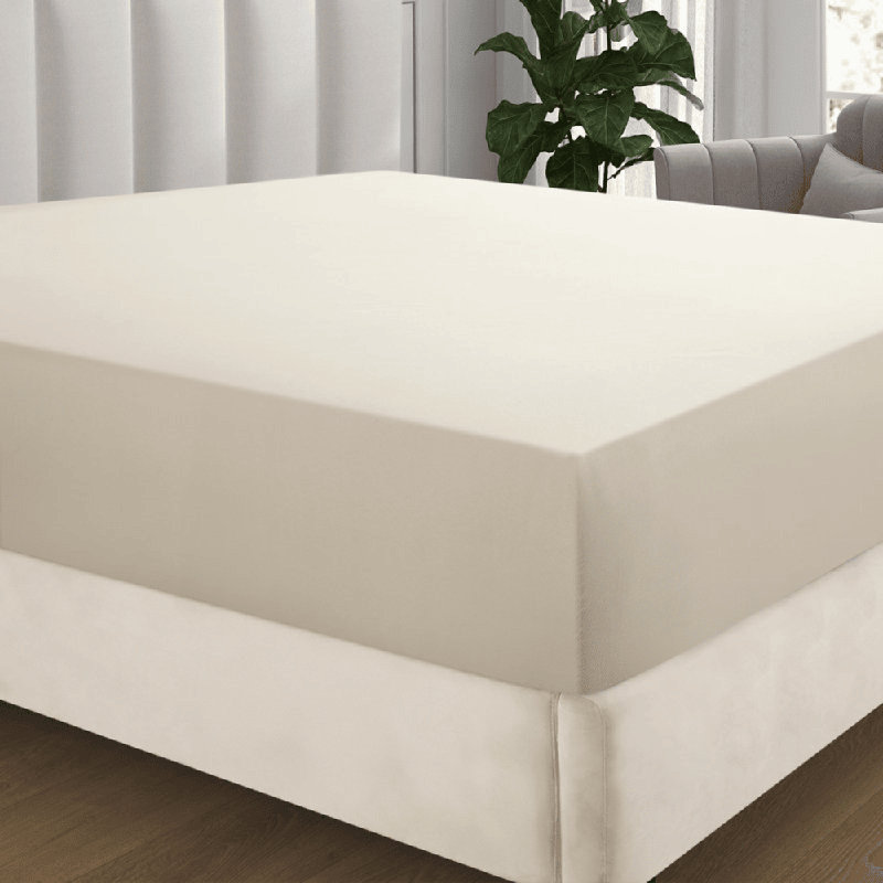 Angeliza Microfiber Standard Fitted Sheet, Cream, Double (4'6)