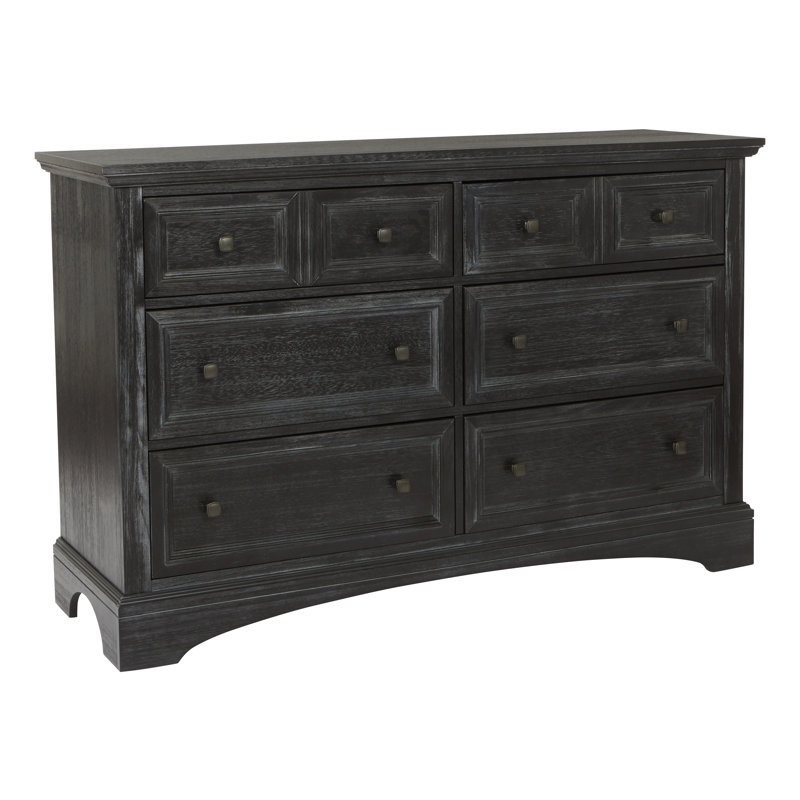 Commode double 6 tiroirs Bunbury, Rustique / Noir