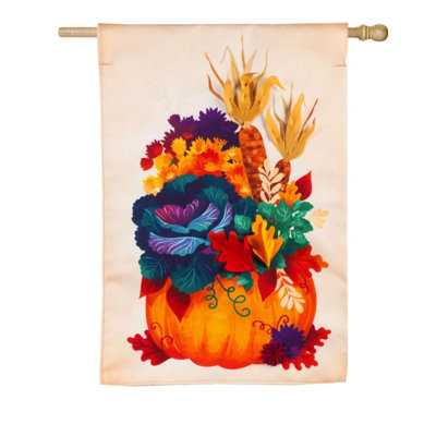 Double Sided 35'' H x 20.12'' W Linen Thanksgiving House Flag