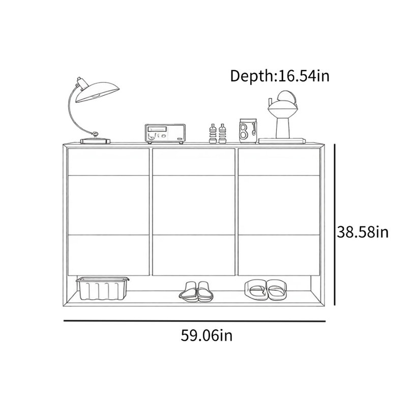 Armoire de rangement pour chaussures, H 38,58 po x l 59,06 po x P 16,54 po