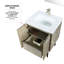 24 po L x P 20 po, ensemble de meuble-lavabo de salle de bain rustique avec comptoir en quartz blanc, motif de robinet en nickel brossé et large comptoir de salle de bain en forme de 18 chevaux, partie concave-1046430963