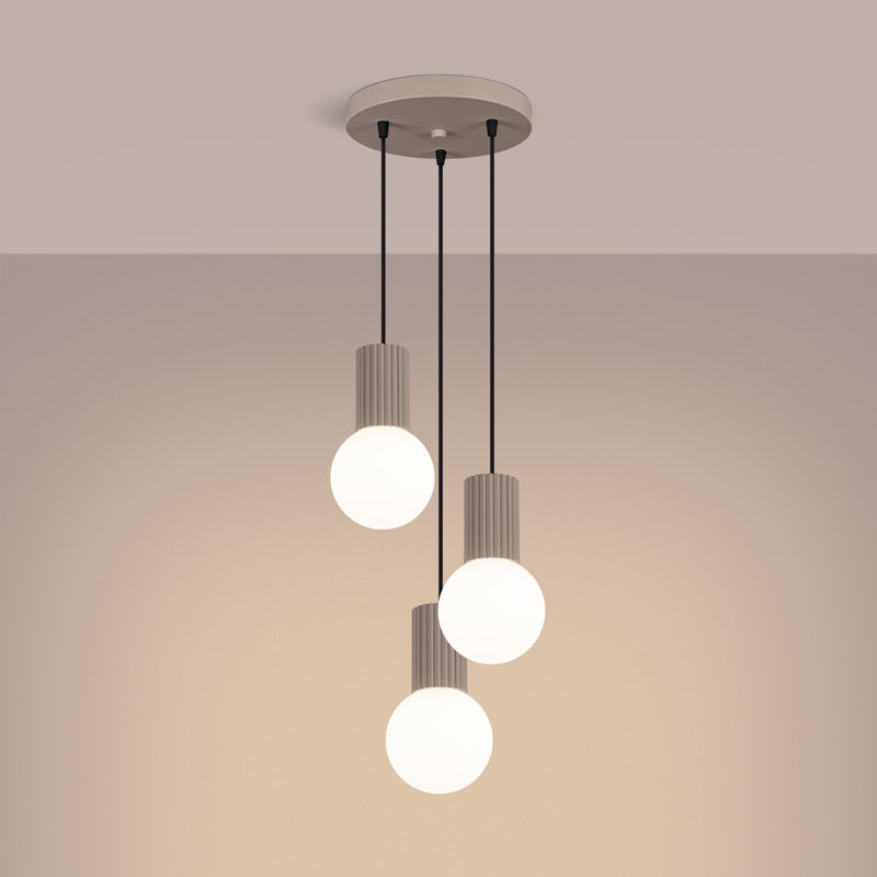 Bernis 3 - Light Brushed Nickel Pendant, Taupe