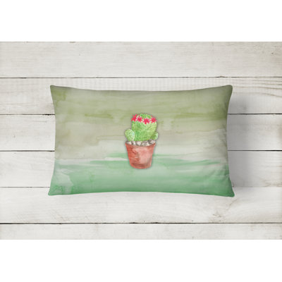 Cactus Watercolor Frabic Lumbar Pillow