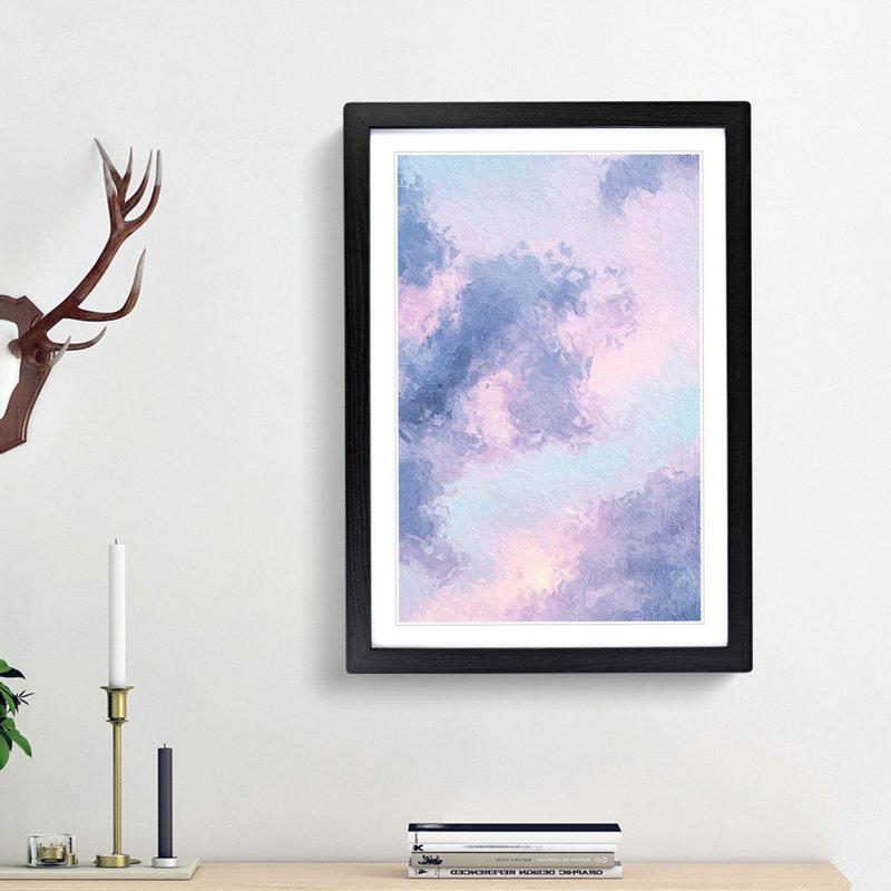 The Purple Clouds in Abstract - Picture Frame Painting Print, 65cm H x 48cm W x 2cm D, Black Framed