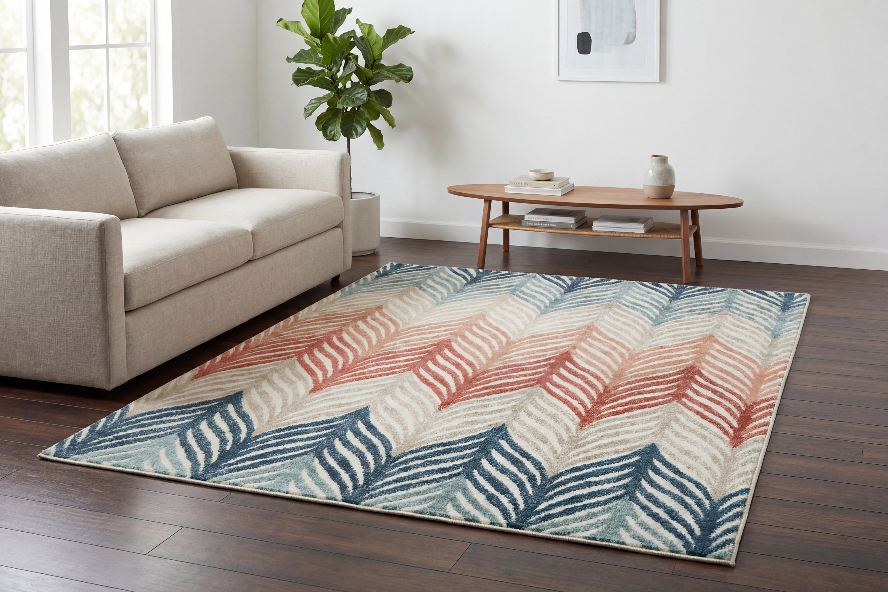 Toravon Rugs Corrigan Studio® Pridbjorn Chevron Ivory/Gray/Blue Area Rug & Reviews ...