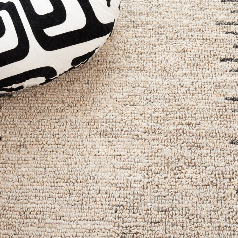 Shantela Natural Fiber Hand Woven Jute/Wool Abstract Rug in Light Gray/Black, Runner 2'3" x 8'