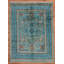 Tapis en laine et coton bleu sarcelle original noué à la main à motif mamelouk