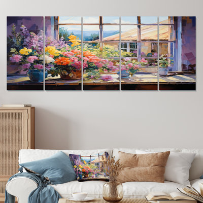 "Art floral mauve 5 pièces"