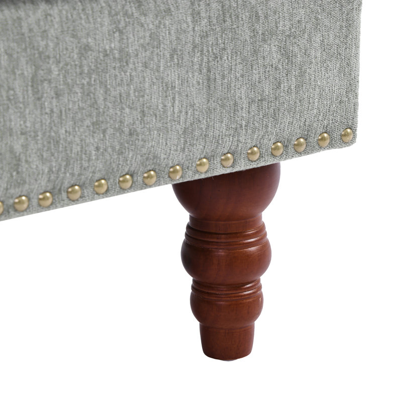 Upholstered Cotton Blend Armchair, LIGHT GREY Chenille