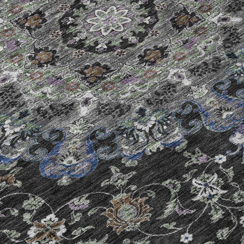 Machine Washable Indoor/Outdoor Chantille ACN2489 Global Rug, 2'3" x 7'6" Runner, Black