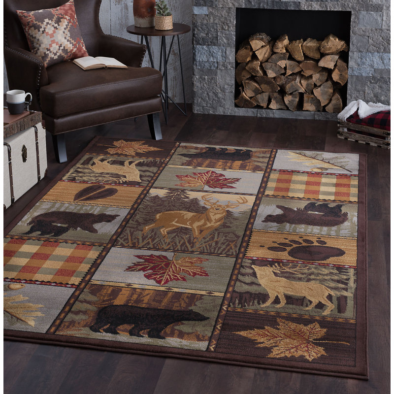 Tapis brun en polypropylène tissé à la machine Alers, Rectangle 3 pi 11 po x 5 pi 3 po