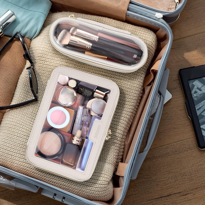 Clear Makeup Bag with Makeup Brush Bag