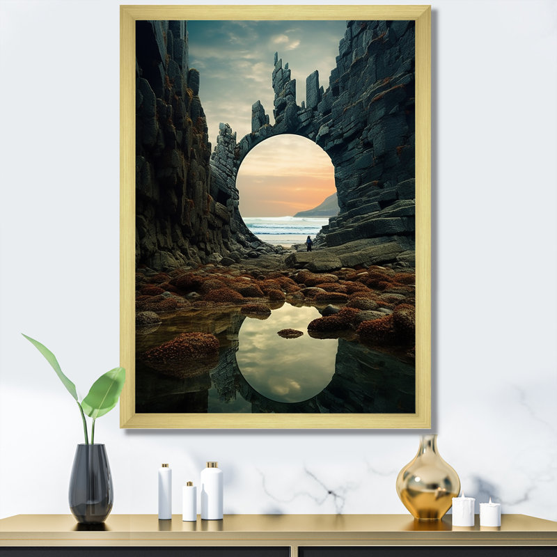 «Mind-Blowing», art mural surréalisme, Cadre photo doré simple, H 40 po x l 30 po x P 1,5 po