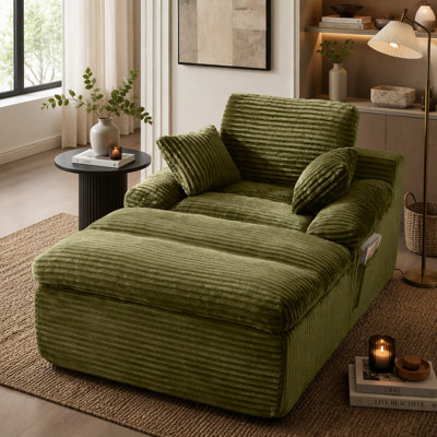 Chaise longue surdimensionnée désossée avec accoudoirs larges et coussin double couche