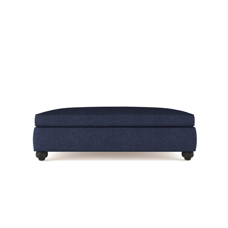 Repose-pieds de table Leroy, Velours moelleux imprimé bleu, Ébène