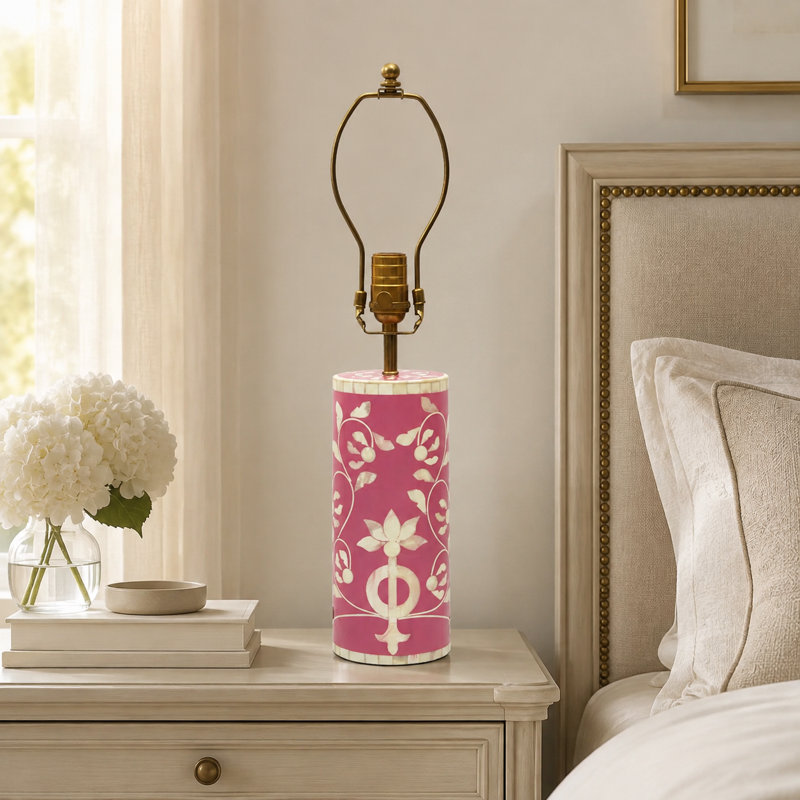 Lampe de table Floral Vine Bone Inlay - Fuchsia, Fuchsia