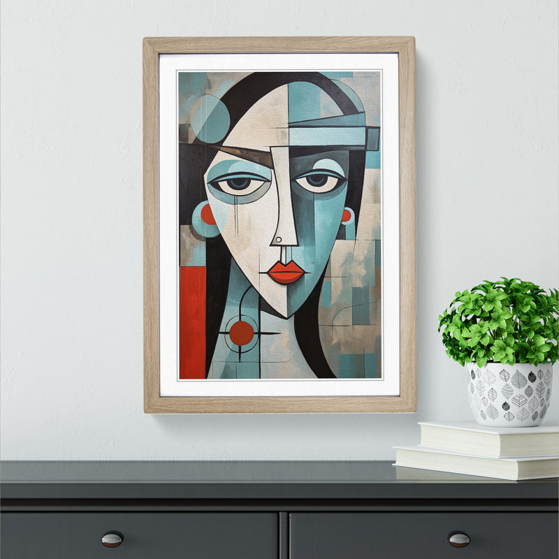 Pablo Picasso Art Deco Art - Framed Print, 46cm H x 34cm W x 2cm D, Oak Framed