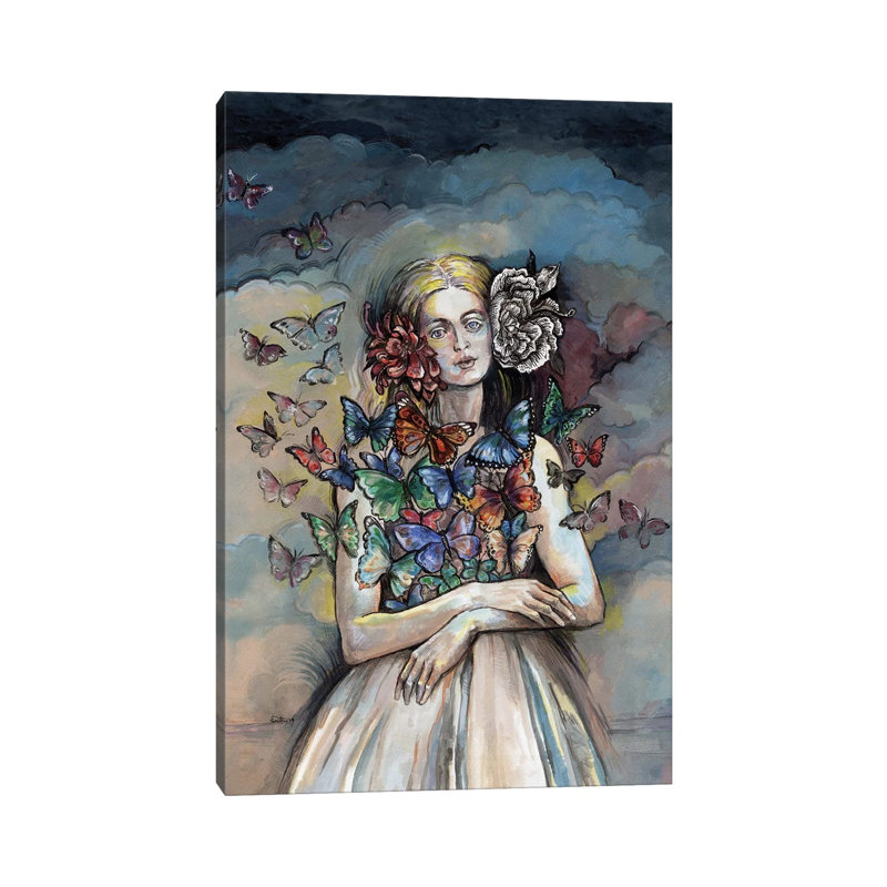 Butterfly Woman by Fanitsa Petrou - Wrapped Canvas Print, 20.32 cm H x 30.48 cm W