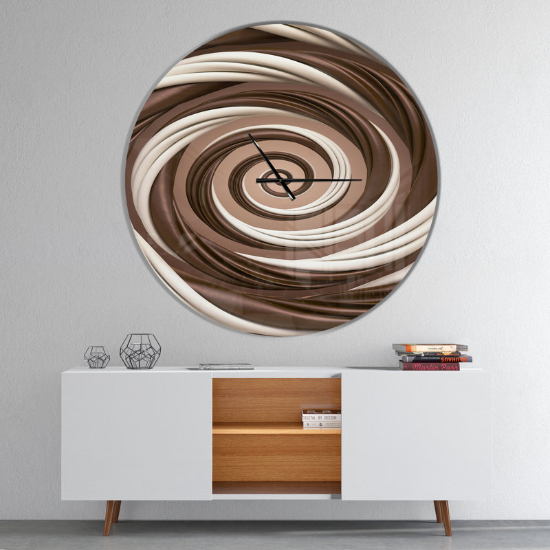 Chocolate and Milk Candy Spiral Design - Modern wall clock, Oversized
