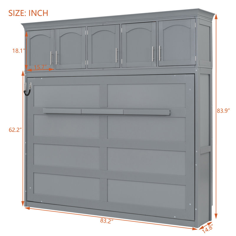 Lit escamotable double pour chambres d'amis et petits appartements, lit pliant peu encombrant - gris, Gris, Lit double