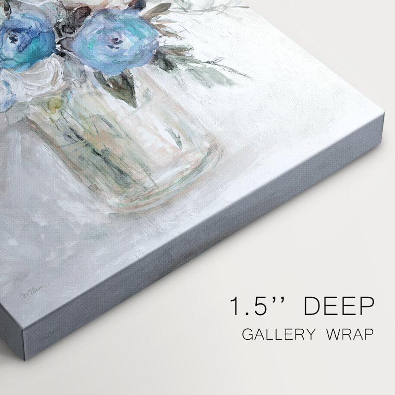 Bouquet contemporain bleu - Cavas enveloppés de galerie, H 18 po x l 12 po