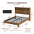 Queen Size Bed Frame With Storage Headboard, Built-In Charging Station, Wavy Curved Lines Design, Silent Operation, Metal Support, Walnut-438327683-438327682
