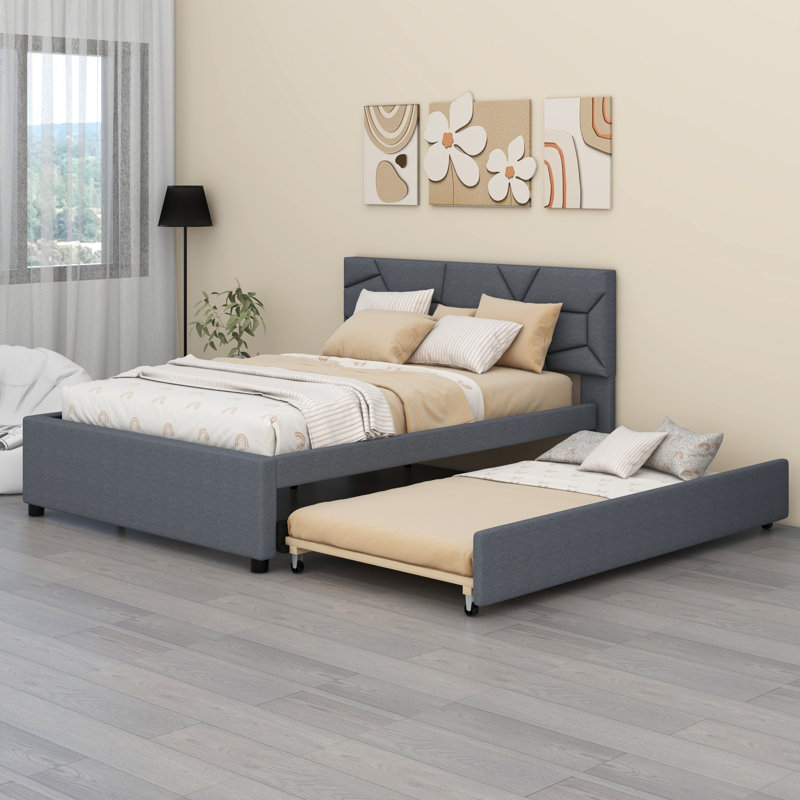 Mahnur Upholstered Panel Bed, Queen, Gray, No