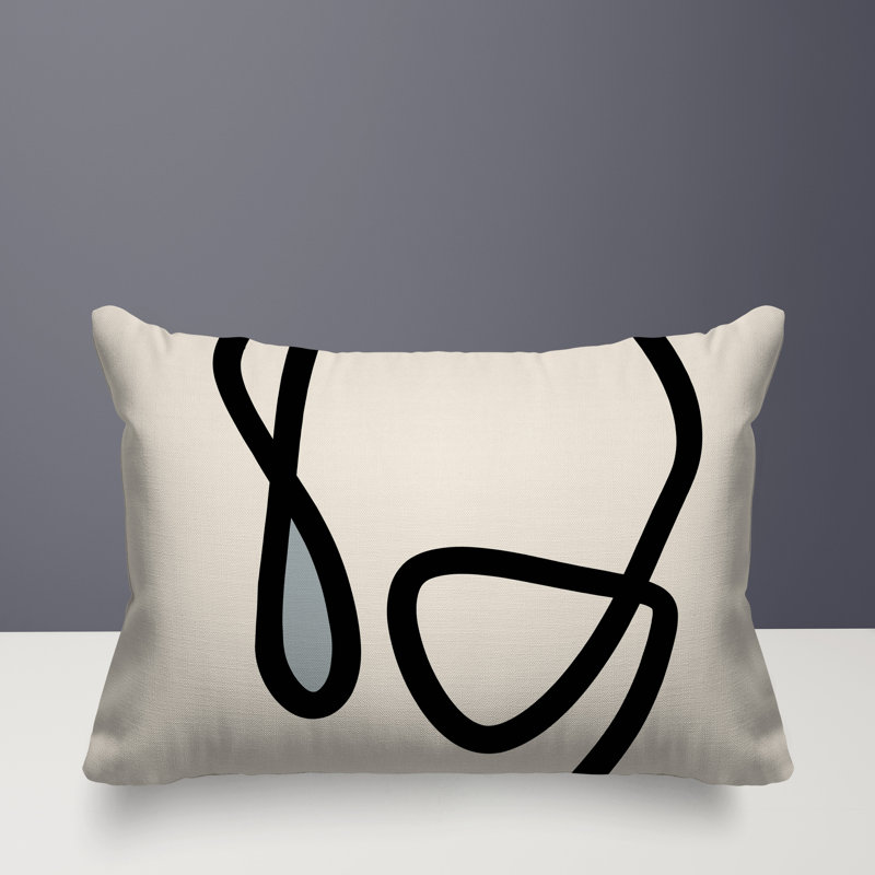 Coussin lombaire réversible intérieur / extérieur Jai Abstract, H 14 po x l 20 po, Gris