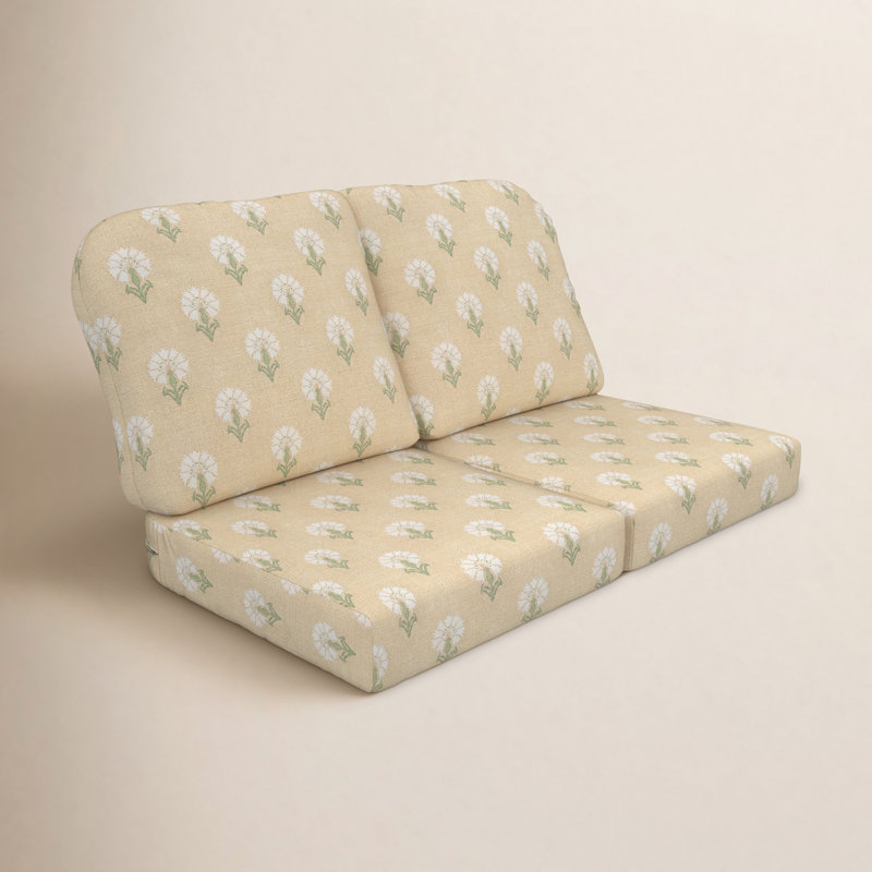 Amala Sunbrella® Indoor/Outdoor Loveseat Cushion, Sunbrella® Mira Sunshine