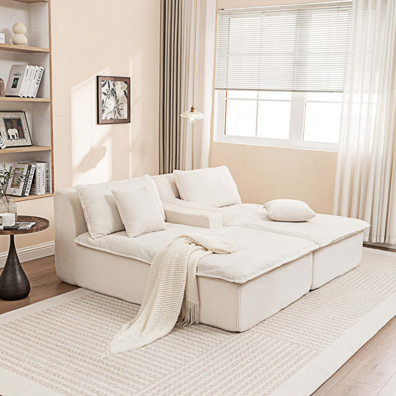 Chaise longue, canapé-lit rembourré, canapé-lit surdimensionné, Beige