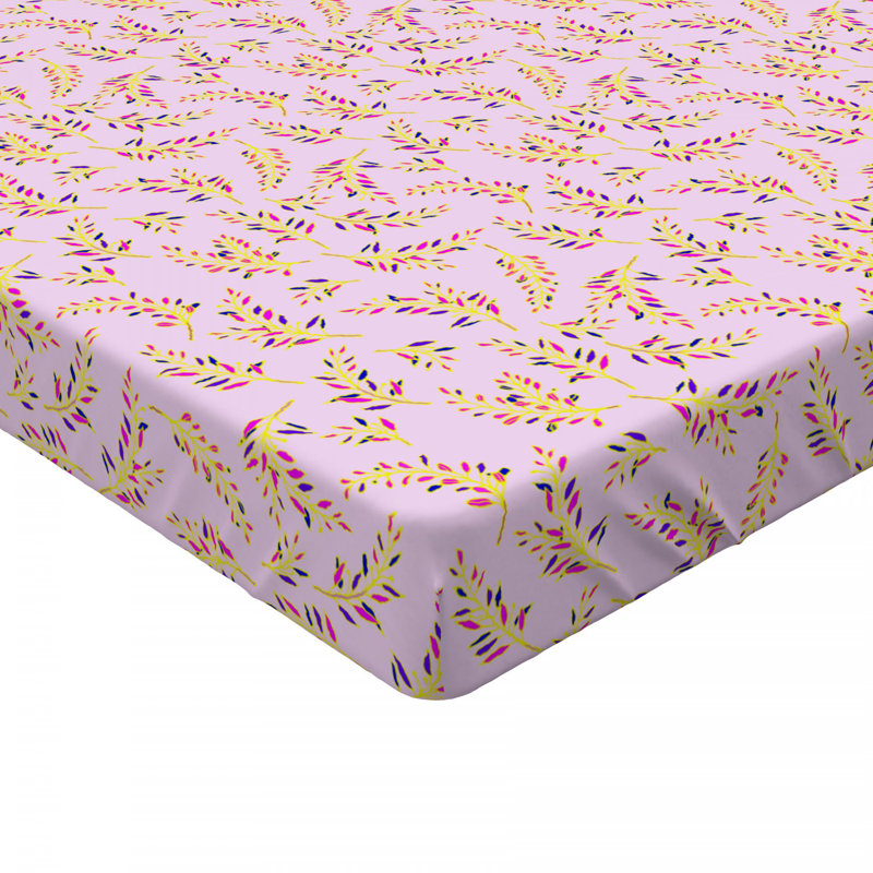 Microfiber Floral Fitted Sheet, Purple Floral, Full Fitted Sheet