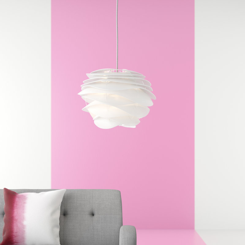  Luminaire suspendu unique en son genre à 1 lumière, H 17,2 po x l 18,9 po x P 18,9 po, Blanc, Blanc