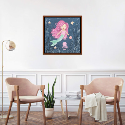 Sirène et pieuvre bleu marine I - Imprimé