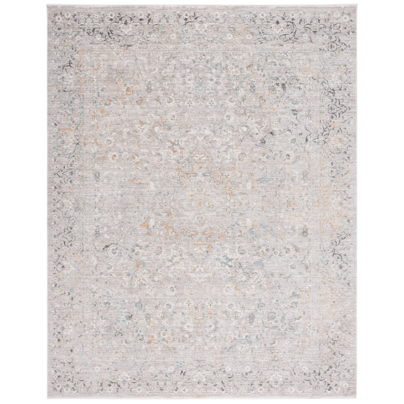 Oriental Area Rug in Gray/Gold, Rectangle 8' x 10'