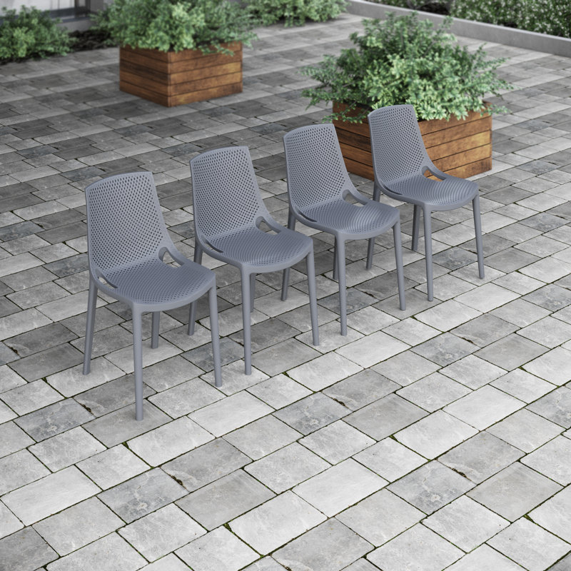 Chaise d'appoint pour l'extérieur empilable Rafael, Gris foncé