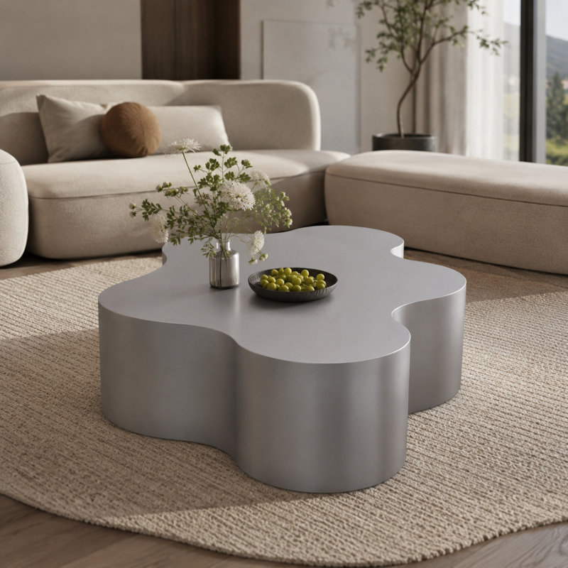 Table basse en acier inoxydable en forme de couronne de 39,4 po Caston, centre de table moderne sculptural d'une capacité de 220 lb