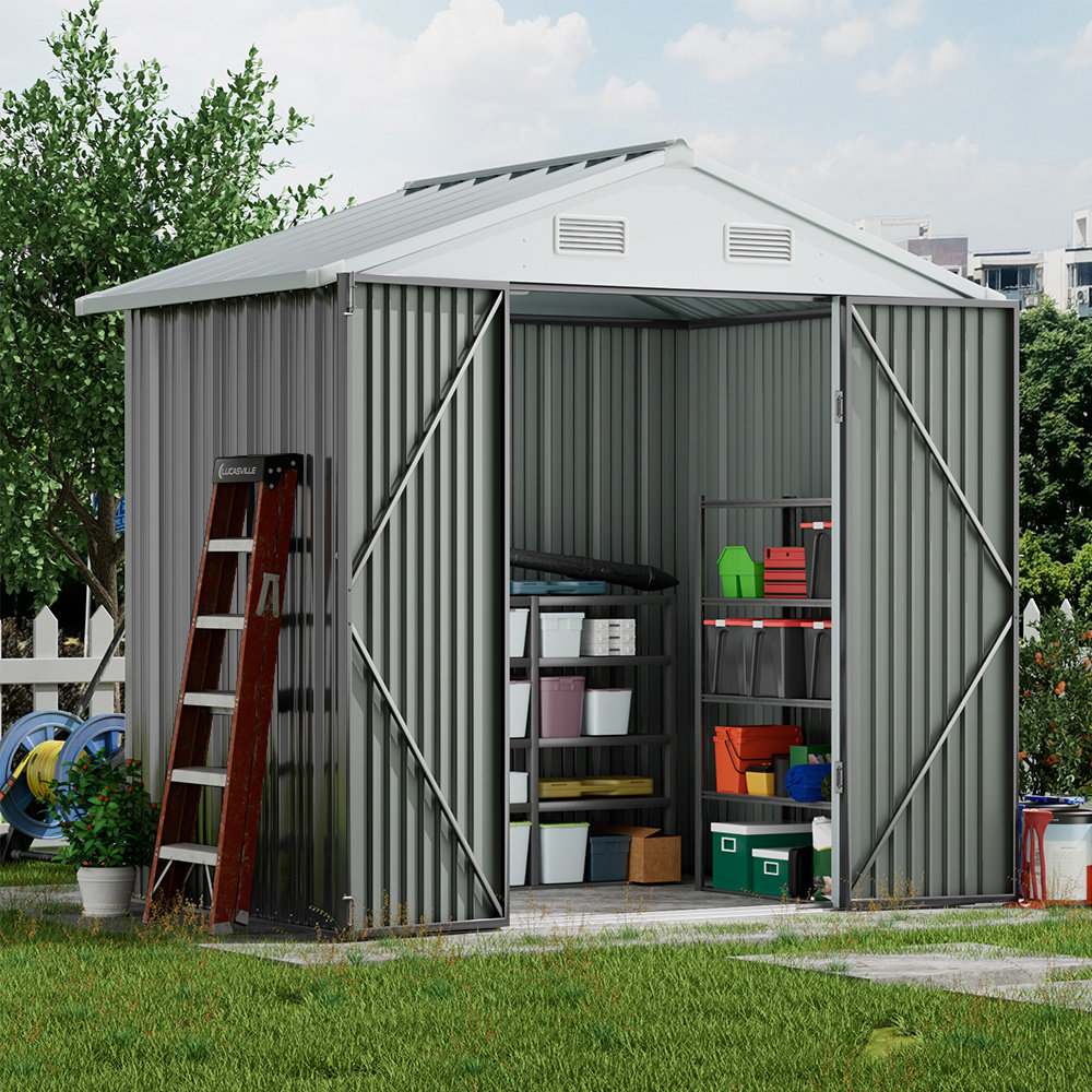 6 ft. W x 8 ft. D Pent Metal Garage Shed