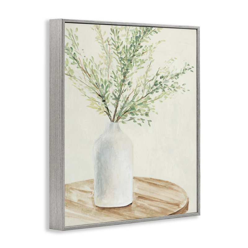 Tranquil Botanical Still Life, estampe numérique texturée par Lanie Loreth, H 14 po x l 11 po x P 1,5 po, Encadré gris