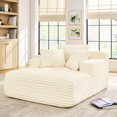 Lit en mousse compressible beige avec siège profond et revêtement en velours côtelé, pour bureau à domicile, appartement, rembourrage en mousse rembourré confortable, chambre idéale, détente douce, sans assemblage