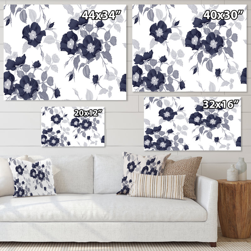 «White Roses in Shades of Grey V», impression sur toile, H 34 po x l 44 po x P 1,5 po, Toile tendue