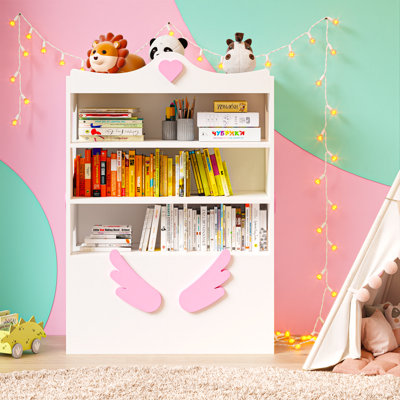 41.5"H X 28.5"W Cube Kids Bookcase Toy Boxes And Organizer With 2 Removable Toy Storage Drawers, Multifunctional Bookshelf Cabinet Toy Chest Storage O