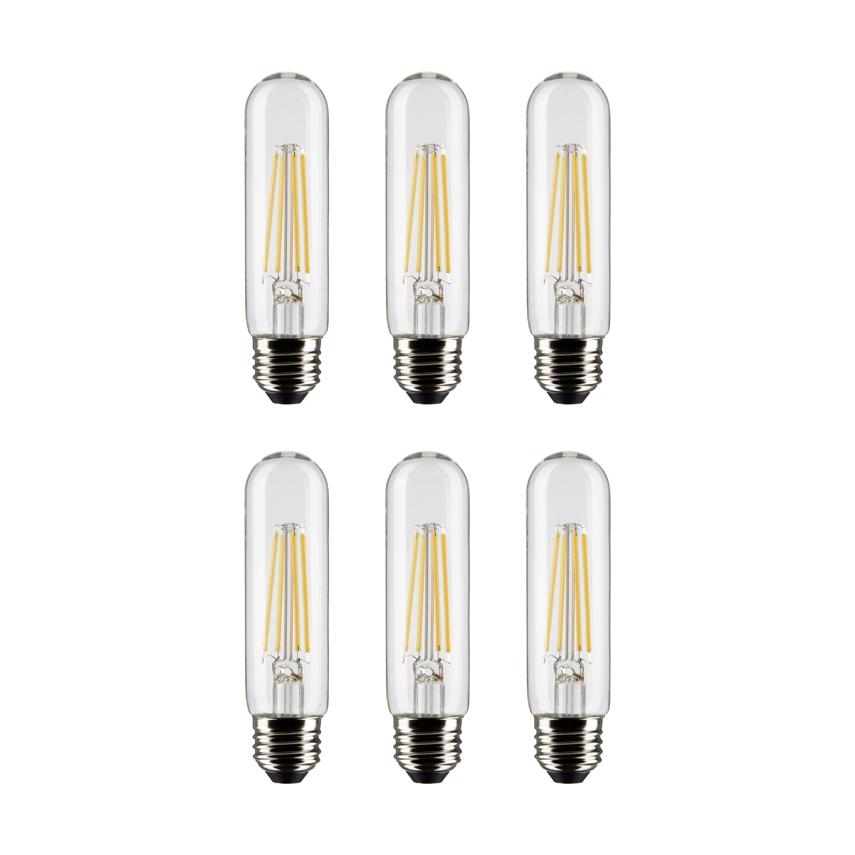 Satco 8 Watt (65 Watt Equivalent), T10 LED, Dimmable Light Bulb, E26 ...