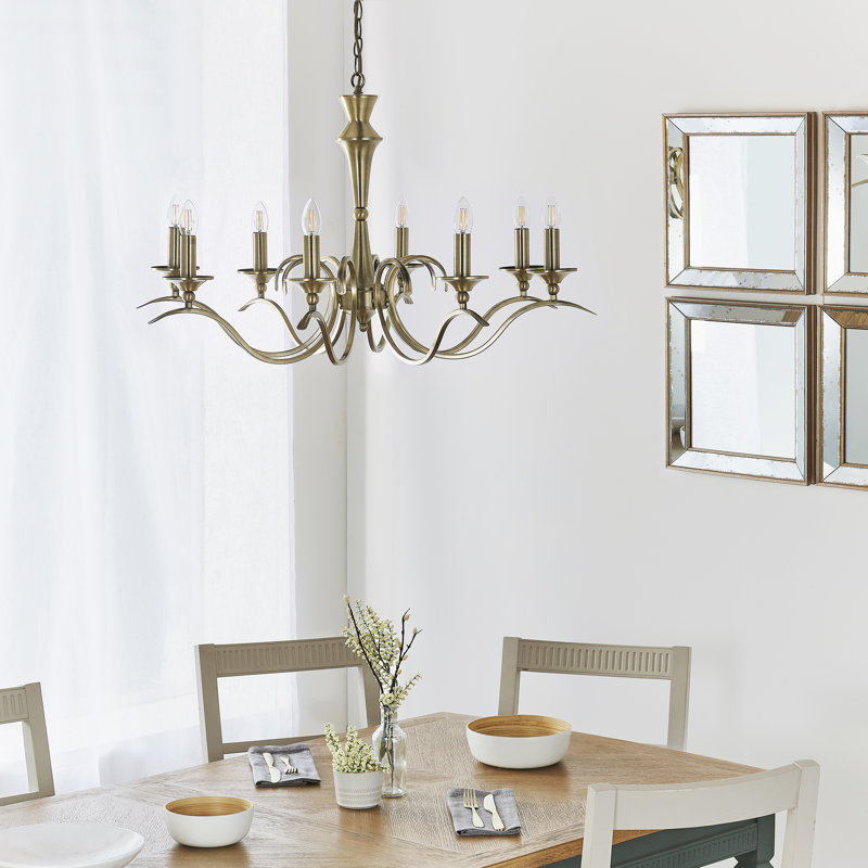 Barry 8 - Light Candle Style Chandelier, Antique Brass