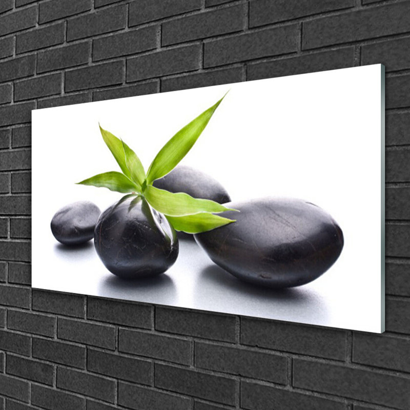 Stones Leaves - Unframed Photograph on Glass