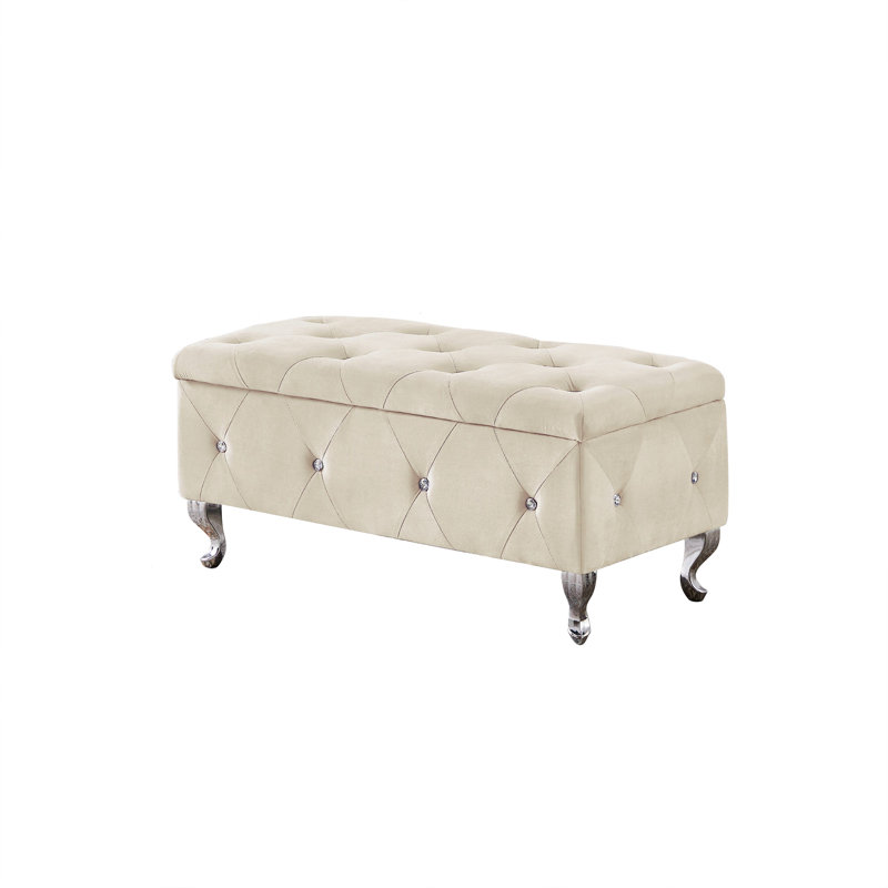 Storage Ottoman Bench, Creamy White