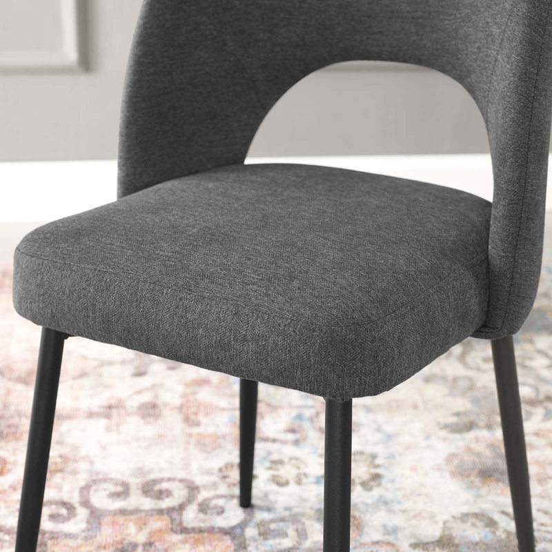 Modway Rouse Upholstered Fabric Dining Side Chair, Charcoal, 1