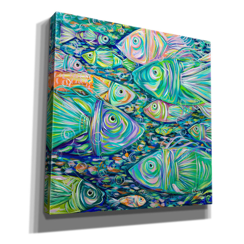 «School Of Fish» par Estelle Grengs, H 12 po x l 12 po x P 0,75 po