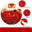 Valentine's Day Tablecloth - Red Rose & Crystal Heart Decorative Table Cover, Romantic Love-Themed Fabric Tablecloth for Valentine Dinner, Holiday Party, Kitchen Dining, Reusable Washable Tablecloth , Elegant Valentine Home Decor for Round Tables-2096858494